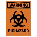 Signmission Safety Sign, OSHA WARNING, 18" Height, Aluminum, Biohazard, Portrait, 1218-V-12989 OS-WS-A-1218-V-12989